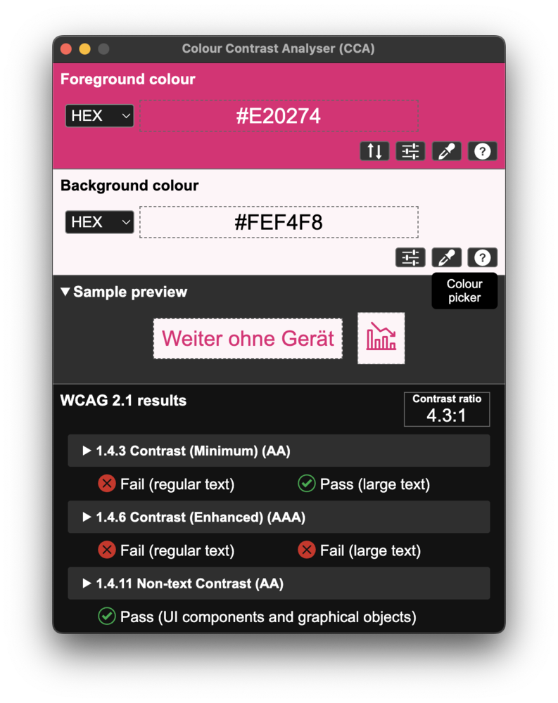 Screenshot for issue: &quot;Bonus&quot; info (magenta) in &quot;Tarif ändern&quot; dialog window is not meeting minimum contrast