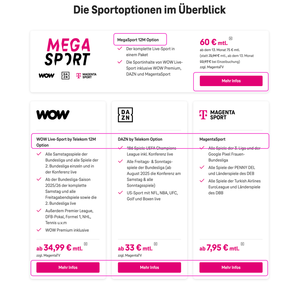 Screenshot for issue: Tariff option &quot;Mehr Infos&quot; links&#x27; purpose not determinable