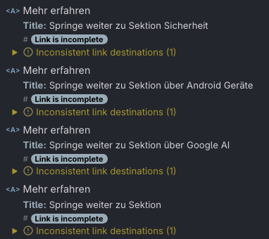 Screenshot for issue: Interactive element does not use correct semantic HTML