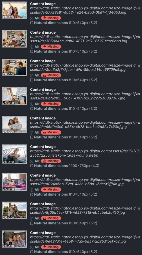 Screenshot for issue: Image is missing alt attribute