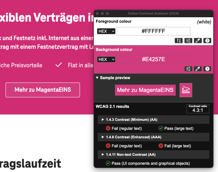 Screenshot for issue: Text content does not have enough color contrast