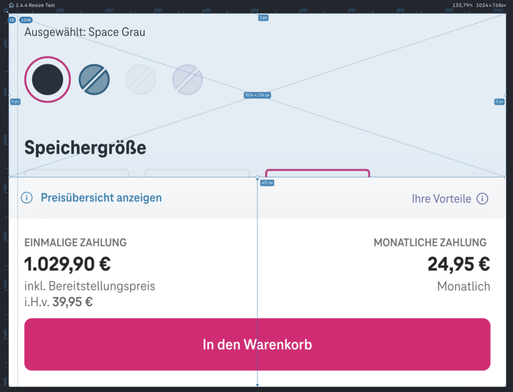 Screenshot for issue: Resizing text leaves very limited space