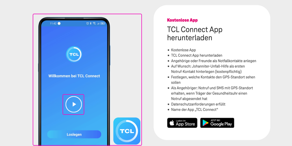 Screenshot for issue: Video &quot;TCL Connect App herunterladen&quot; does not provide captions