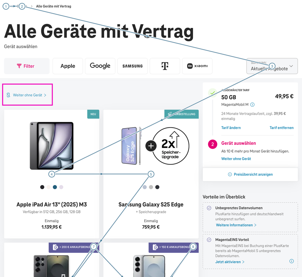 Screenshot for issue: &quot;Weiter ohne Gerät&quot; link not accessible via keyboard
