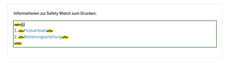 Screenshot for issue: Ordered list used for non-ordered list content