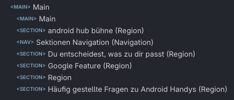 Screenshot for issue: Improper use of landmarks