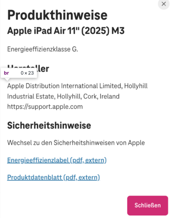 Screenshot for issue: Semantic HTML elements are used for styling or layout purposes