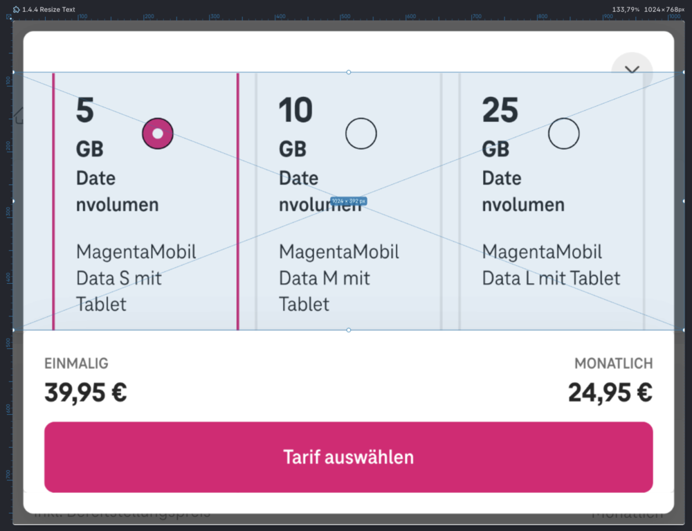 Screenshot for issue: Resizing text leaves very limited space