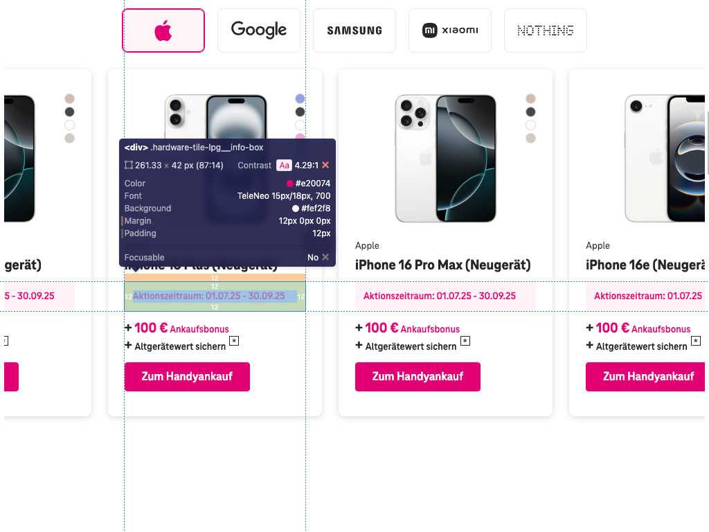 Screenshot for issue: Text content does not have enough color contrast