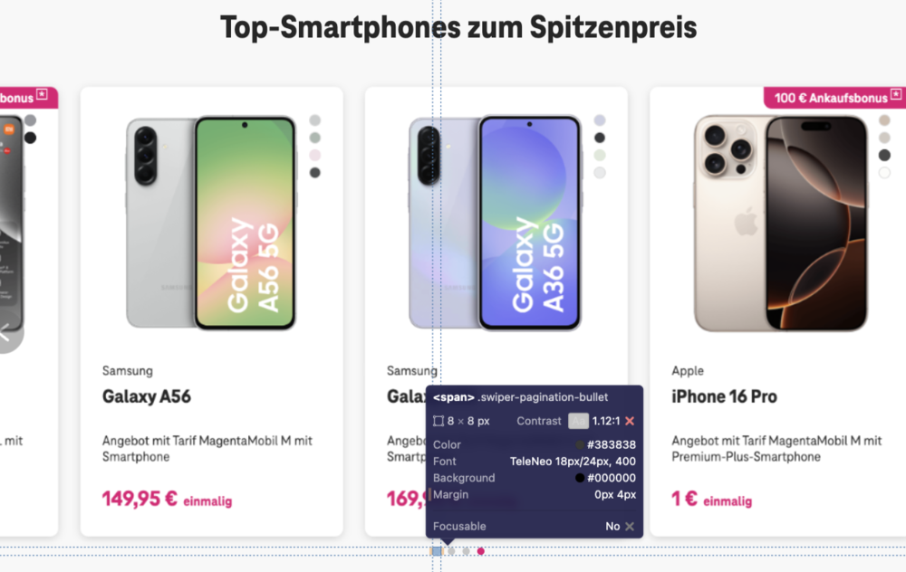 Screenshot for issue: Interactive element uses non-semantic HTML