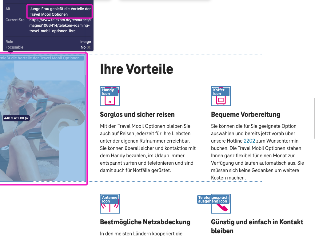 Screenshot for issue: Image text alternative does not serve equivalent purpose