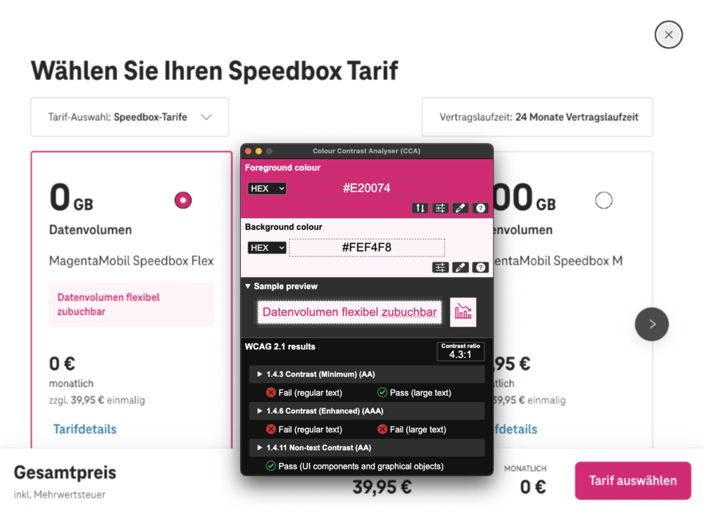 Screenshot for issue: Text content does not meet minimum contrast