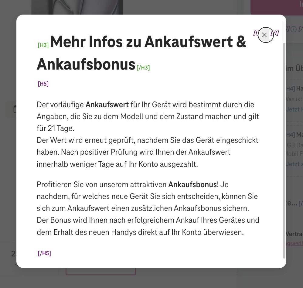 Screenshot for issue: Visual presentation of heading structure does not match code markup