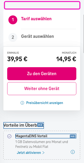 Screenshot for issue: Visual presentation of heading structure does not match code markup