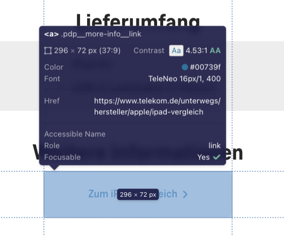 Screenshot for issue: Purpose of link cannot be programmatically determined