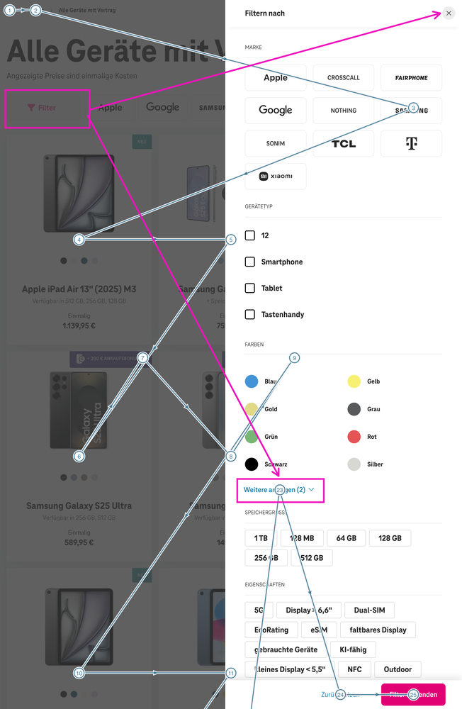 Screenshot for issue: Filter Dialog Window not in order