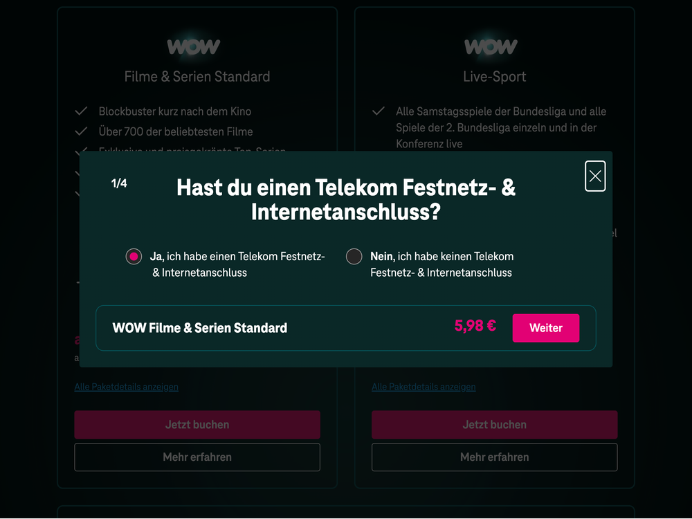 Screenshot for issue: Radio button group in &quot;Jetzt buchen&quot; dialog window not semantically correct