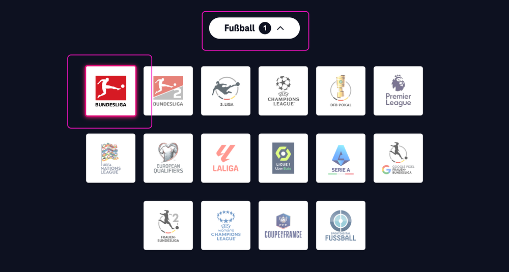 Screenshot for issue: Sports channel images used as buttons, announced as images