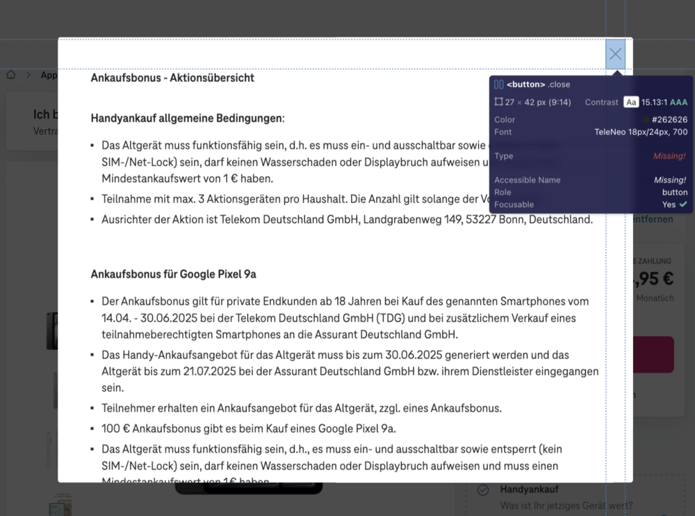 Screenshot for issue: Element&#x27;s focused state is not visible