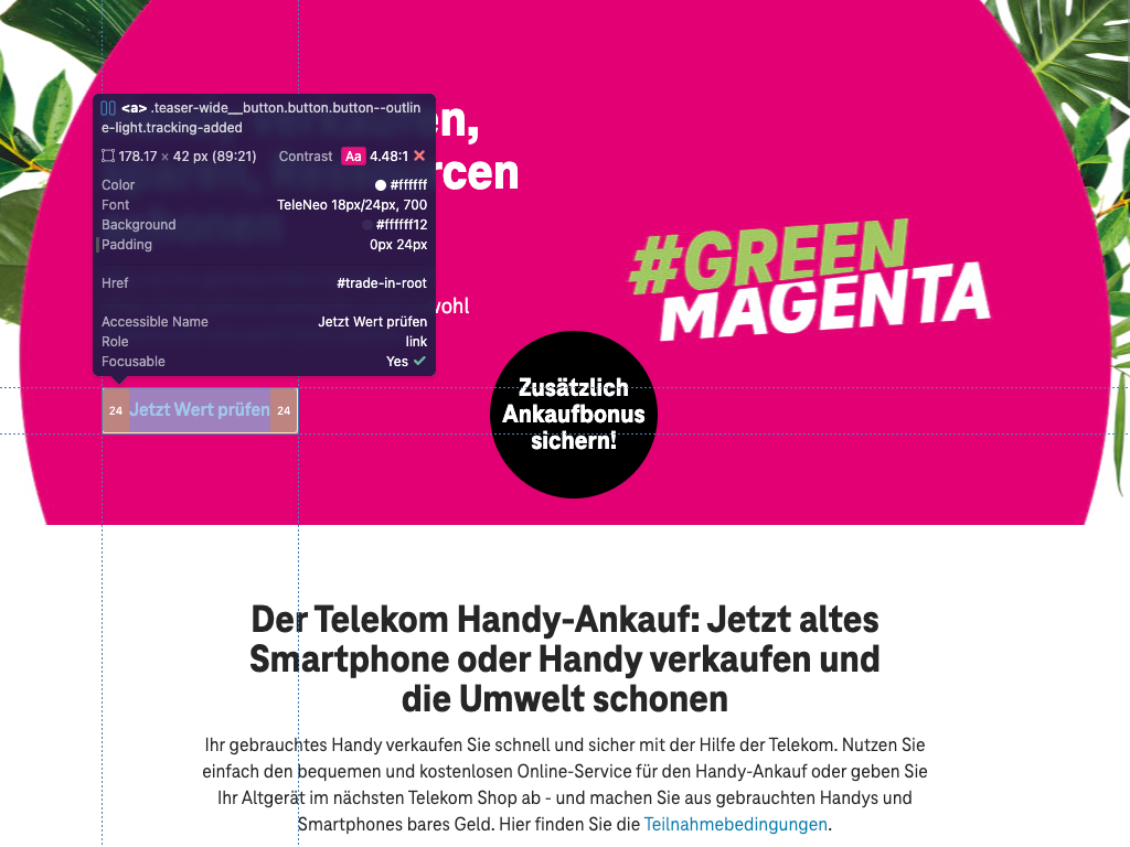 Screenshot for issue: Text content does not have enough color contrast