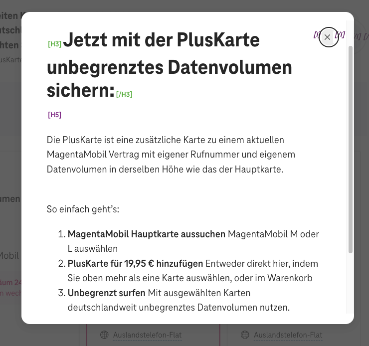 Screenshot for issue: Visual presentation of heading structure does not match code markup