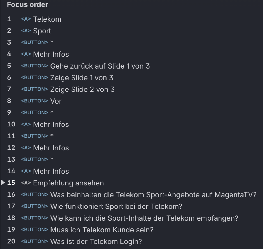 Screenshot for issue: &quot;Empfehlung ansehen&quot; link in pop-up is out of order