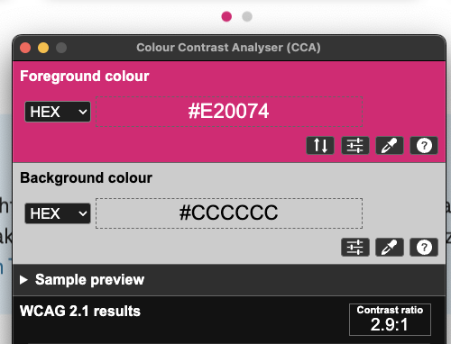 Screenshot for issue: Interactive element&#x27;s active state indicated by color only