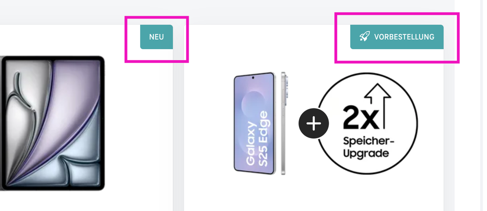 Screenshot for issue: White text on green badge in product card does not meet minimum contrast