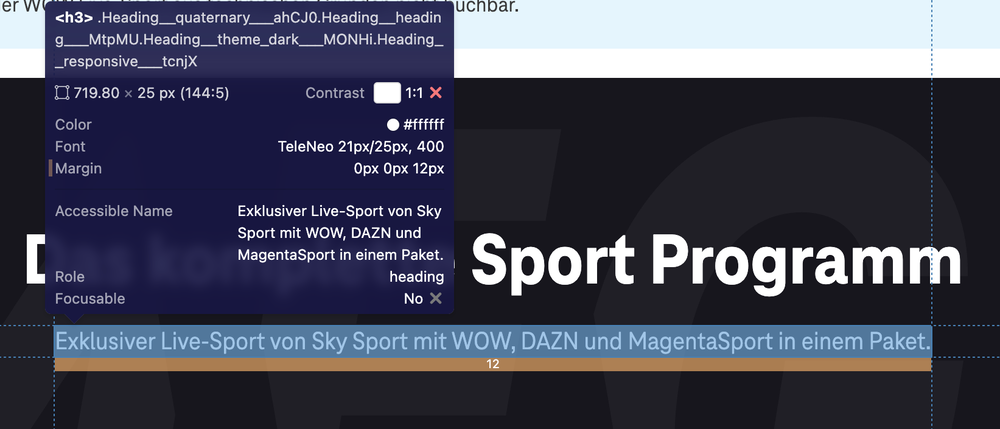 Screenshot for issue: Heading element used for non-heading content
