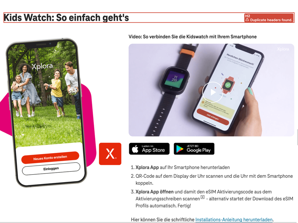 Screenshot for issue: Visually presented heading structure does not match code markup
