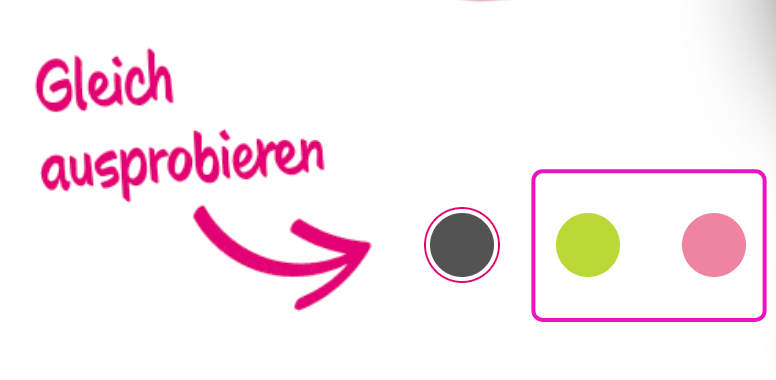 Screenshot for issue: Watch band color buttons &quot;Gleich ausprobieren&quot; do not have strong enough color contrast