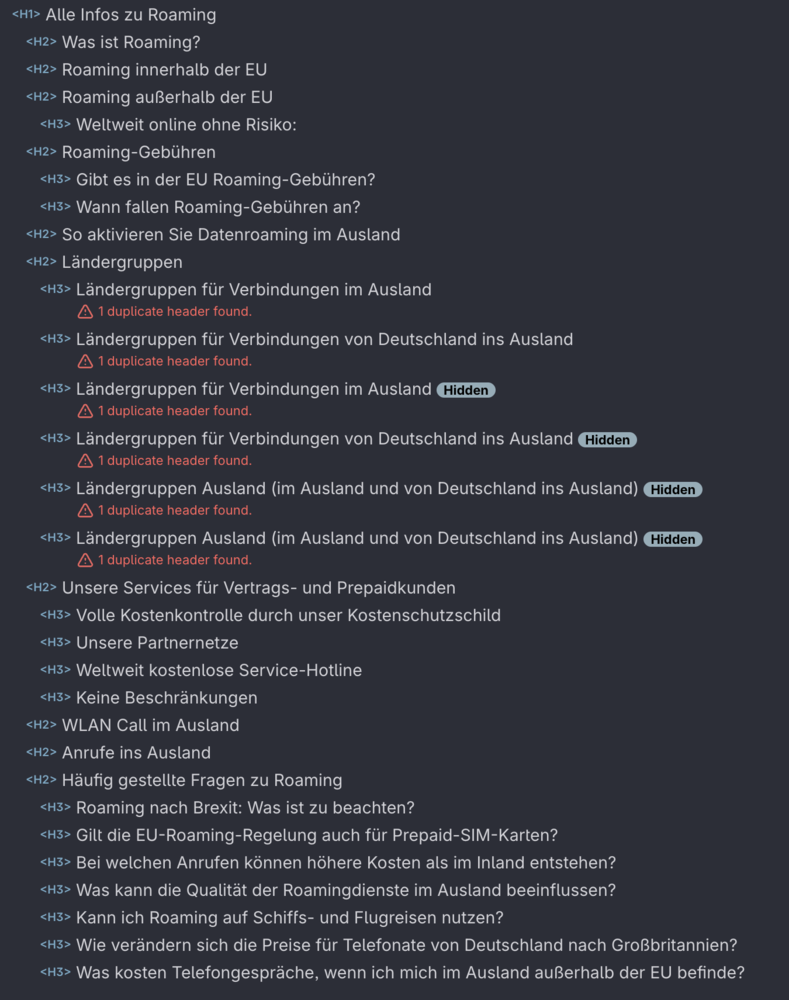 Screenshot for issue: Comparison table does not have appropriate heading