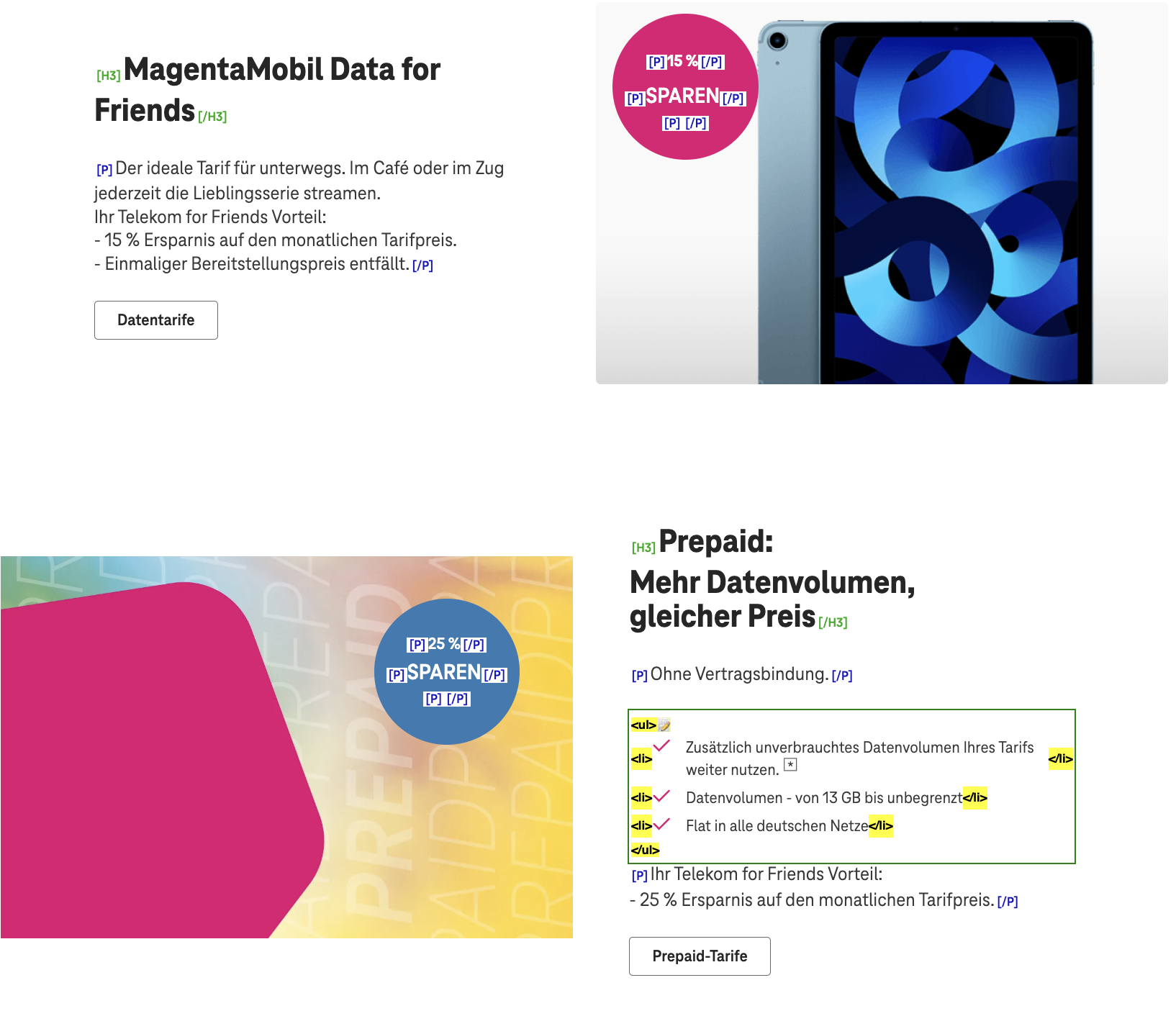 Screenshot for issue: Improper use of semantic HTML list elements