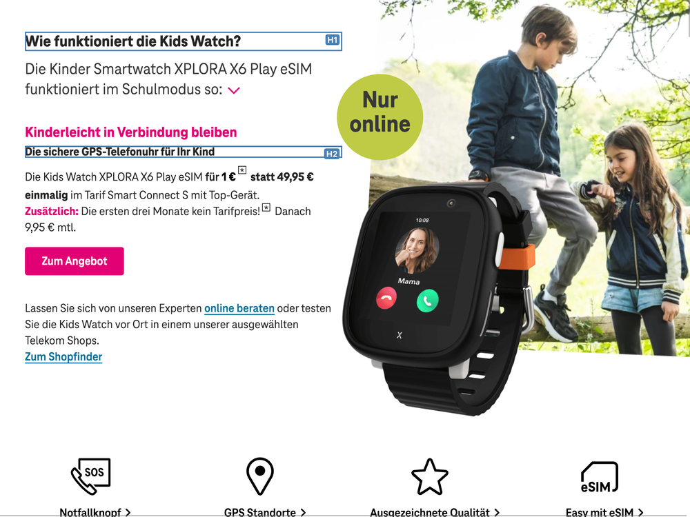 Screenshot for issue: Visually presented heading structure does not match code markup